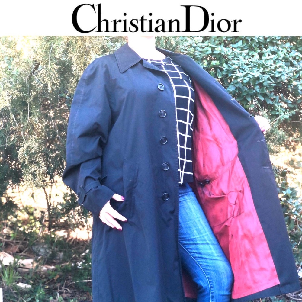 Christian Dior black button trench coat size 42